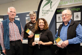 Alastair Crombie (Hon Curator Hall Heritage Centre), Linda Roberts (Vice President National Trust ACT), Heritage Miniser Rebecca Vassarotti, Mark Buitz (Project Manager)