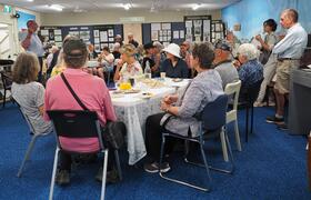 Participants enjoying morning tea and an introduction to the centre by one of our volunteers Peter Browning